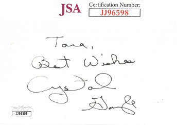 Crystal Gayle Autographed Signed 3x5 Index Card Tara Best Wishes- JSA #JJ96598 (Country Music) 