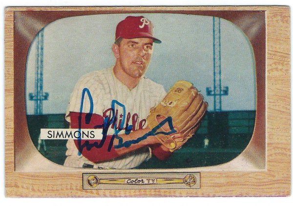 Curt Simmons Autographed Signed 1955 Bowman Card - Autographs