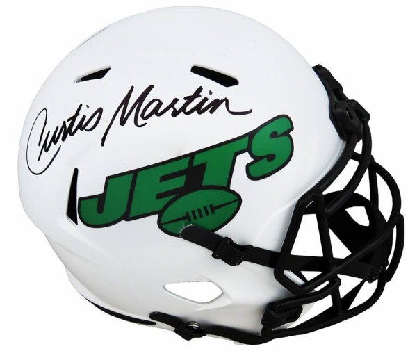 Curtis Martin Autographed/Signed New York Jets Lunar Mini Helmet PSA 32451  – Denver Autographs