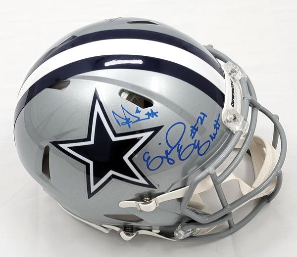 Dak Prescott & Ezekiel Elliott Autographed Signed Dallas Cowboys Riddell Speed Authentic Helmet Beckett Witnessed 