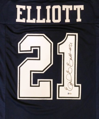 Dallas Cowboys Ezekiel Elliott Autographed Signed Blue Jersey Beckett Beckett 