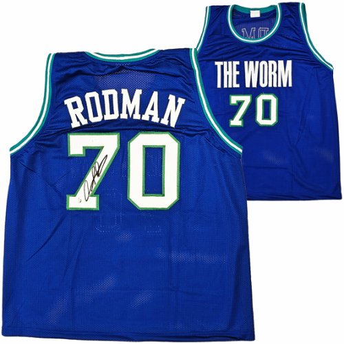Dallas Mavericks Dennis Rodman Autographed Blue Jersey JSA