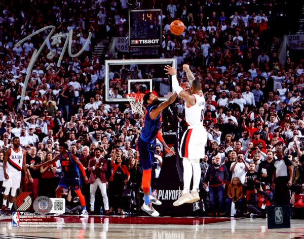 Damian Lillard Autographed Signed 8X10 Photo Portland Trailblazers Playoff Buzzer Beater Winner Over Paul George Beckett Beckett Witness #214831 