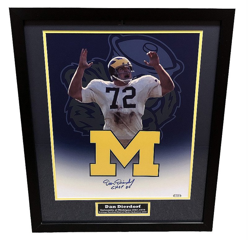 Dan Dierdof Autographed Signed Michigan Wolverines Framed 16x20 Photo with "Go Blue" Inscription - JSA Authentic 