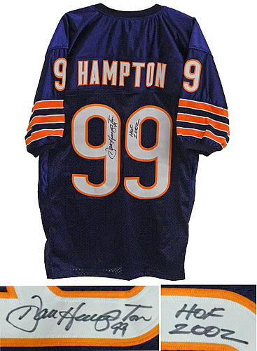 Dan Hampton Autographed Signed Navy Custom Jersey w/HOF 2002 