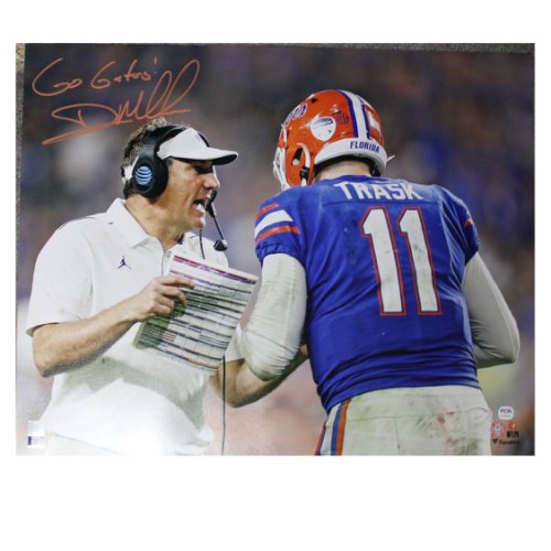 Dan Mullen UF 16x20 Photo with "Go Gators!" Inscription Autographed Signed in Orange - PSA 