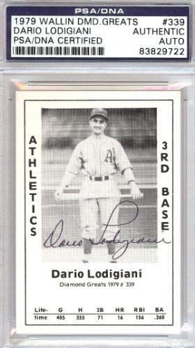 Dario Lodigiani Autographed Signed 1979 Diamond Greats Card #339 A's PSA/DNA 