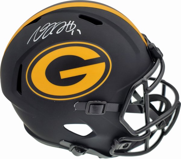 Davante Adams Autographed Signed Green Bay Packers Black Eclipse Full Size Speed Replica Helmet Beckett Beckett 