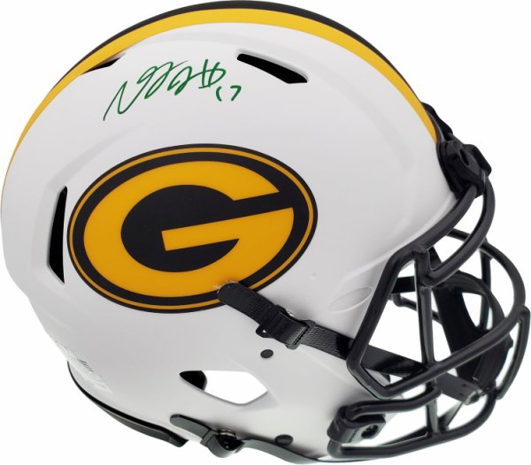 Davante Adams Autographed Signed Green Bay Packers Lunar Eclipse White Full Size Authentic Speed Helmet Beckett Beckett Qr #193771 