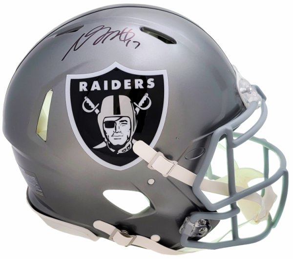 Davante Adams Autographed Signed Las Vegas Raiders Flash Gray Full Size Authentic Speed Helmet Beckett Beckett Qr #206038 
