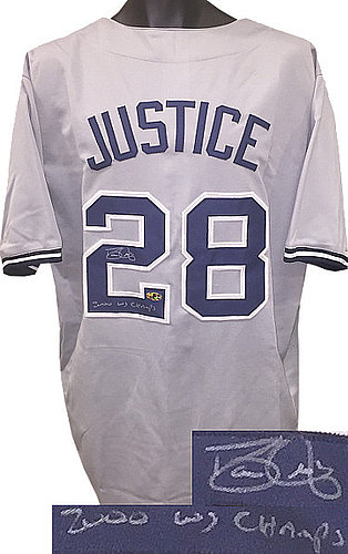 David Justice Signed Atlanta Braves Custom Jersey (Beckett Witness  Certified), Auction of Champions, Sports Memorabilia Auction House