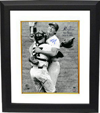 Dave Righetti Autographed Signed New York Yankees 16x20 B&W Photo Custom Framing (celebration hug-No Hitter- July 4, 1983) 