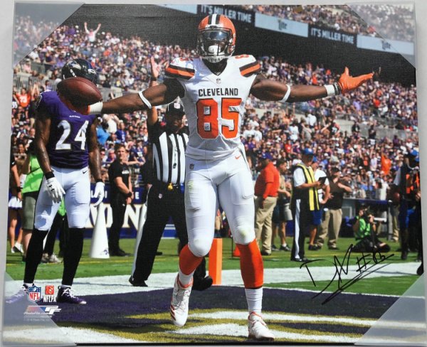 David Njoku Cleveland Browns 20x24 Autographed Signed Canvas - Certified Authentic 