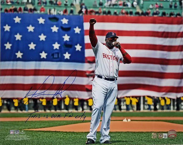 David Ortiz Autographed Signed Boston Red Sox 16X20 Photo W/ This Is Our F'n City Beckett Witnessed 