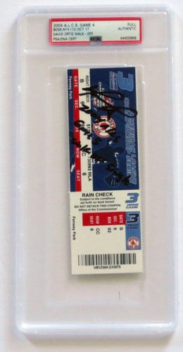 David Ortiz Autographed Signed Boston Red Sox 2004 A.L.C.S. Game 5 Encapsulated Ticket W/ Game 5 Walk Off Single PSA/DNA 
