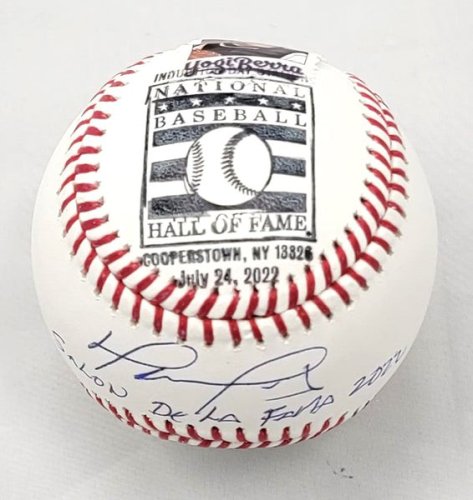 David Ortiz Autographed Signed Boston Red Sox Ltd Ed MLB Baseball W/ Salon De Le Fama 2022 Stamp And Induction Day Postmark Beckett Witnessed 