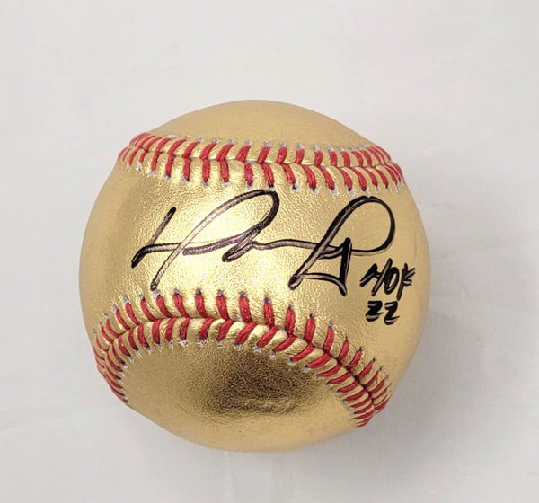 David Ortiz Autographed Signed Boston Red Sox MLB Gold Baseball W/ HOF 22 Beckett Witnessed 