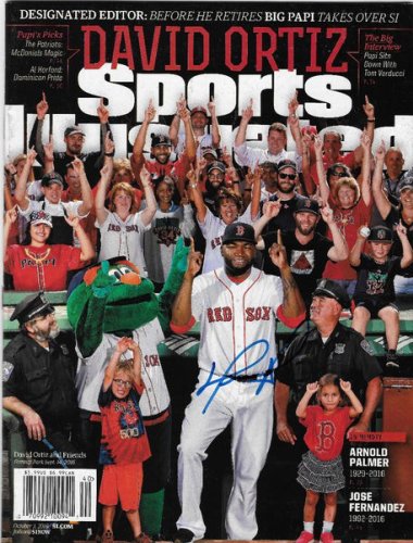 David Ortiz Autographed Signed Boston Red Sox Sports Illustrated 10/3/16 Beckett Witnessed Blue 
