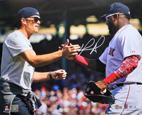 David Ortiz Autographed Signed Boston Red Sox With Tom Brady 16X20 Photo Beckett Witnessed 
