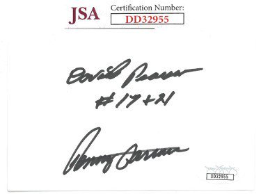 David Pearson & Benny Parsons dual Autographed Signed NASCAR 3x5 Index Card- JSA Hologram #DD32955 