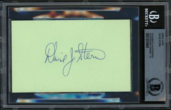 David Stern Autographed 3X5 Index Card NBA Commissioner Beckett Beckett