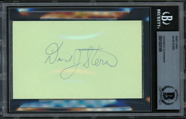David Stern Autographed 3X5 Index Card NBA Commissioner Beckett Beckett