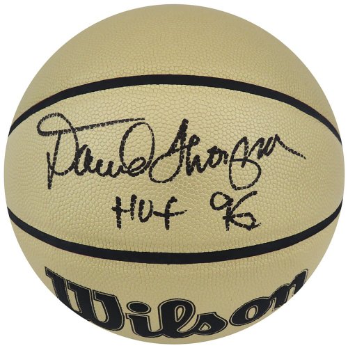 David Thompson Autographed Signed Wilson Gold NBA Basketball w/HOF'96 