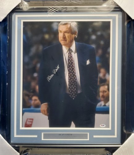 Dean Smith Autographed Signed Framed 16X20 Photo Unc Tar Heels PSA/DNA 