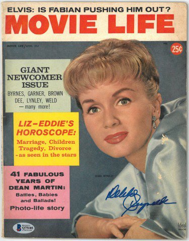 Debbie Reynolds Autographed Signed Movie Life Full Magazine April 1959- Beckett/BAS #Q75185 