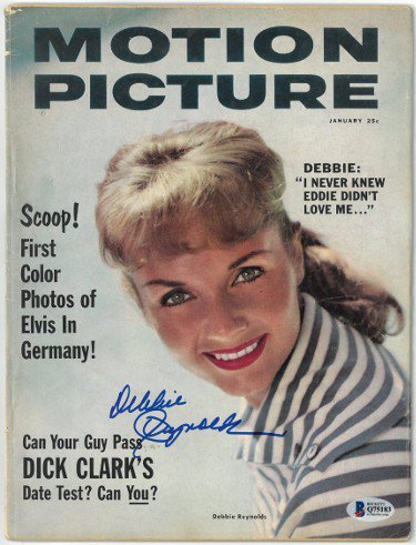 Debbie Reynolds signed Motion Picture Full Magazine January 1959- Beckett/BAS #Q75183