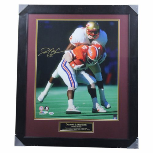 Deion Sanders Autographed Signed FSU Framed 16x20 Gator Tackle 