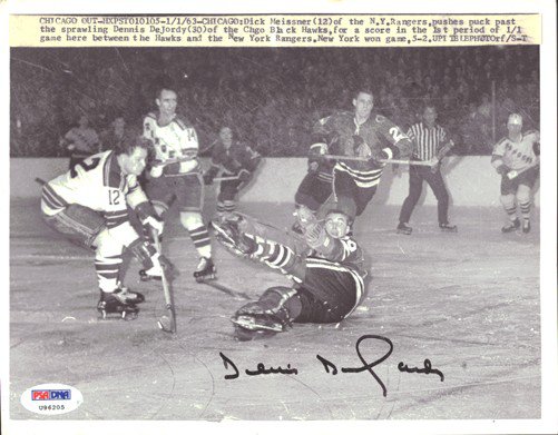 Denis Dejordy Autographed 7X9 Wire Photo Chicago Blackhawks PSA/DNA