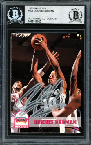 Dennis Rodman Autographed Signed 1993-94 Hoops Card #405 San Antonio Spurs Beckett Beckett 