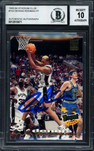 Dennis Rodman Autographed Signed 1993-94 Stadium Club Card #183 San Antonio Spurs Auto Grade 10 Beckett Beckett 