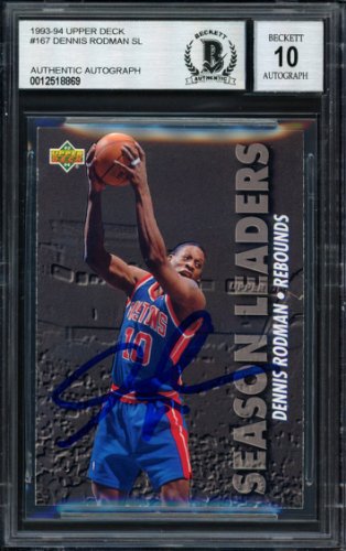 Dennis Rodman Autographed Signed 1993-94 UDA Card #167 Detroit Pistons Auto Grade 10 Beckett Beckett 