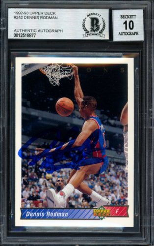 Dennis Rodman Autographed Signed 1993-94 UDA Card #242 Detroit Pistons Auto Grade 10 Beckett Beckett 