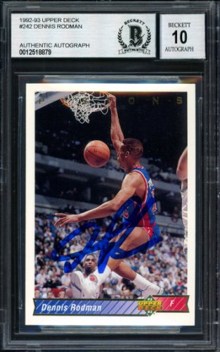 Dennis Rodman Autographed Signed 1993-94 UDA Card #242 Detroit Pistons Auto Grade 10 Beckett Beckett 