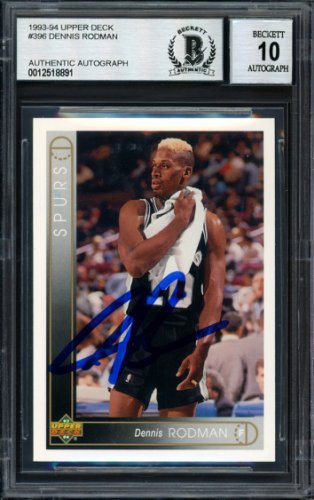 Dennis Rodman Autographed Signed 1993-94 UDA Card #396 San Antonio Spurs Auto Grade 10 Beckett Beckett 