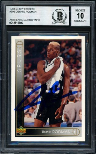 Dennis Rodman Autographed Signed 1993-94 UDA Card #396 San Antonio Spurs Auto Grade 10 Beckett Beckett 