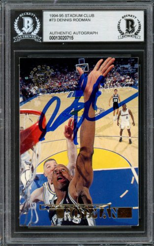 Dennis Rodman Autographed Signed 1994-95 Stadium Club Card #73 San Antonio Spurs Beckett Beckett 