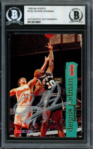 Dennis Rodman Autographed Signed 1995-96 Hoops Card #150 San Antonio Spurs Beckett Beckett 