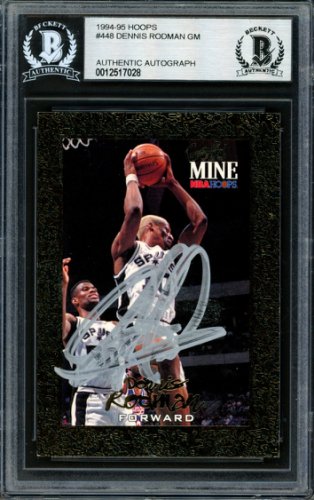 Dennis Rodman Autographed Signed 1995-96 Hoops Gold Mine Card #448 San Antonio Spurs Beckett Beckett 