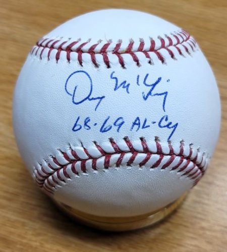 Denny McLain Signed OML Baseball with Extensive Career Highlight Stats (JSA  COA)