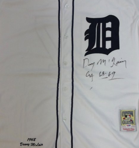 Detroit Tigers Denny McLain Signed wire photo 30th win 9-14-68 B&W SI photo  JSA