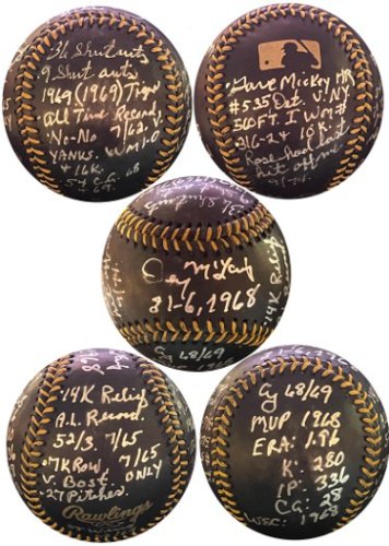 Denny McLain Autographed Signed OML Black Baseball 1968 31-6/WS/MVP/2X CY/3x AS/Mickey Mantle-JSA 