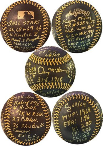 Denny McLain Autographed Signed OML Black Baseball 1968 31-6/WS/MVP/2X CY/3x AS/Mickey Mantle-JSA 