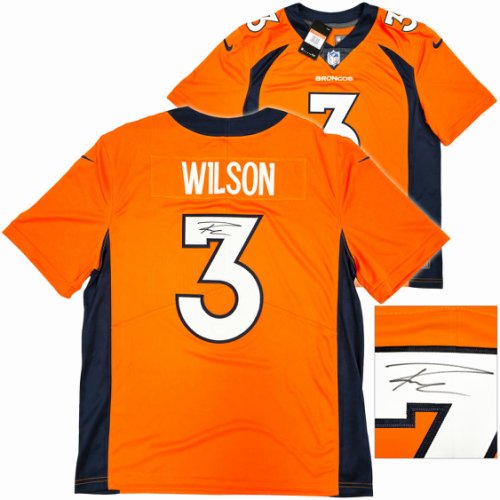 Denver Broncos Russell Wilson Autographed Signed Orange Nike Limited Jersey Size L Fanatics Holo #227957 