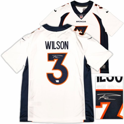 Denver Broncos Russell Wilson Autographed Signed White Nike Limited Jersey Size L Fanatics Holo #227958 