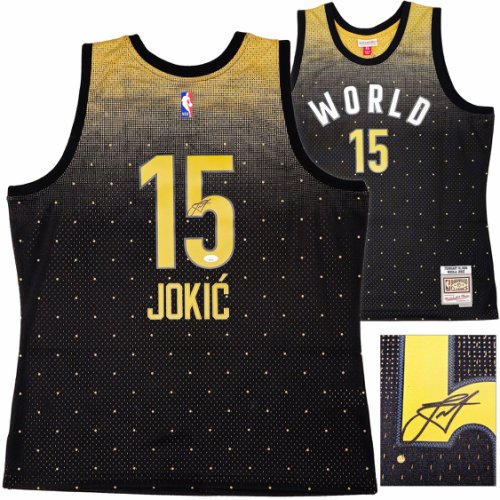 Denver Nuggets Nikola Jokic Autographed Signed Black Authentic Mitchell & Ness Hwc Swingman 2016 All Star Game World Jersey Size Xl JSA 