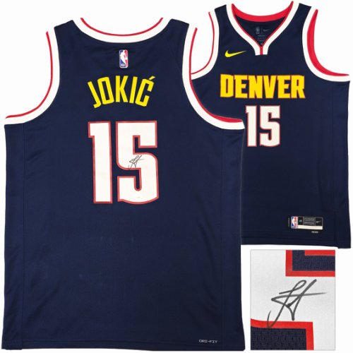 Denver Nuggets Nikola Jokic Autographed Signed Blue Nike Swingman Icon Edition Jersey Size 48 JSA 